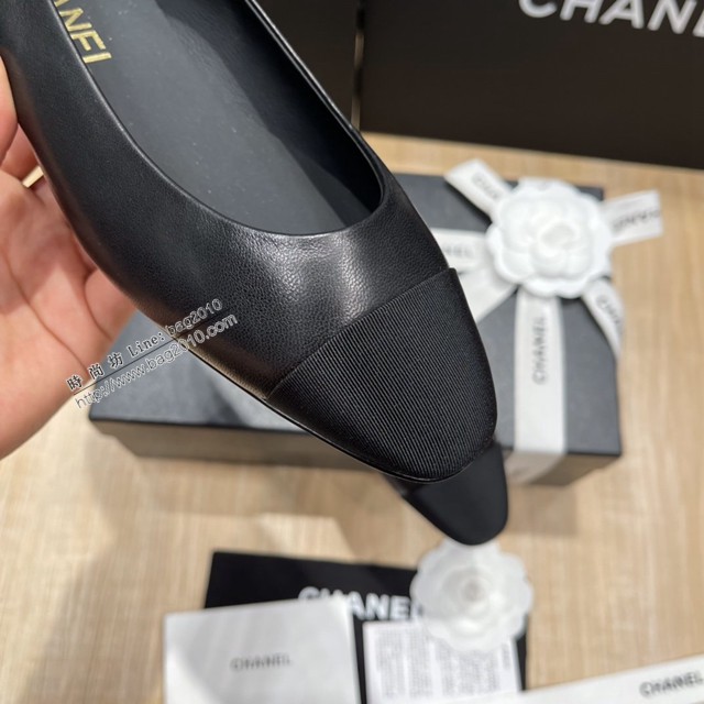 Chanel專櫃經典款女士拼色單鞋 香奈兒頂級版本平跟鞋高跟鞋 dx2595